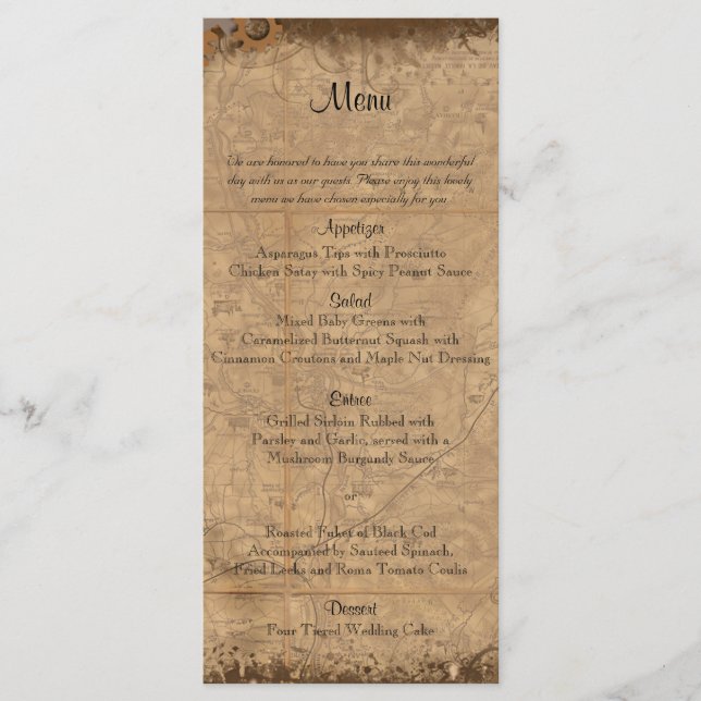 Vintage Steampunk Bride Boda Menú (Anverso)