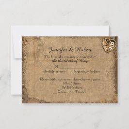 Vintage Steampunk Bride Boda Tarjeta de respuesta