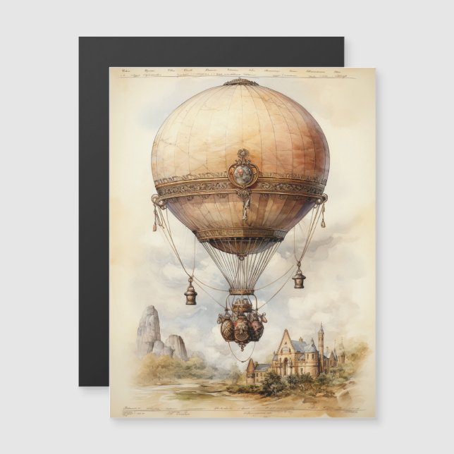 Vintage Steampunk Hot Air Balloon (Anverso/Reverso)
