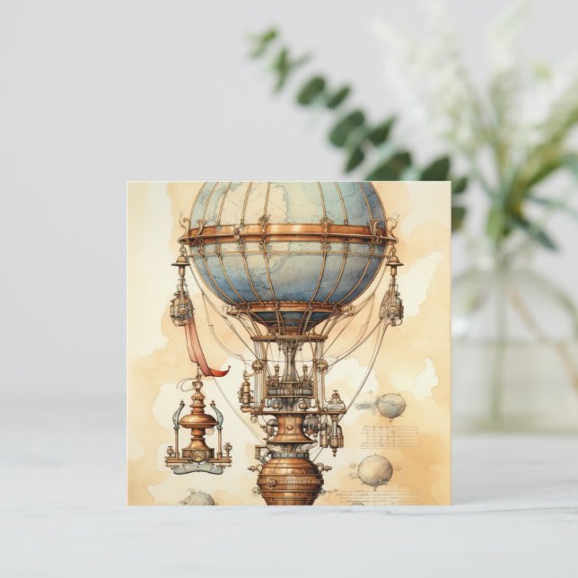 Vintage Steampunk Hot Air Balloon (3) (Anverso de pie)