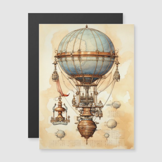 Vintage Steampunk Hot Air Balloon (3) (Anverso/Reverso)