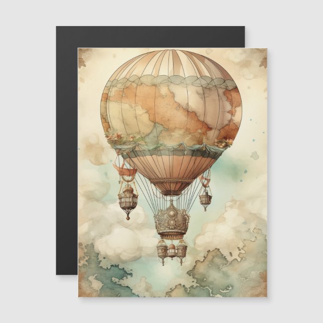 Vintage Steampunk Hot Air Balloon (5) (Anverso/Reverso)
