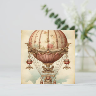 Vintage Steampunk Pink Hot Air Balloon