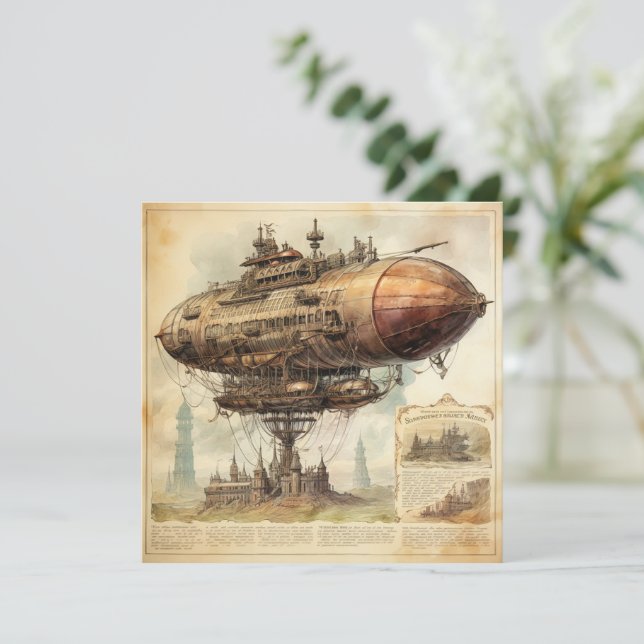 Vintage Steampunk Zeppelin (10) (Anverso de pie)