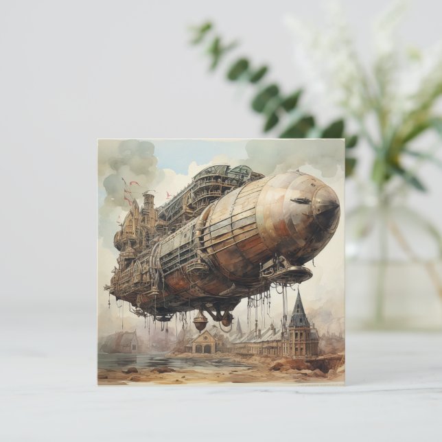 Vintage Steampunk Zeppelin (2) (Anverso de pie)