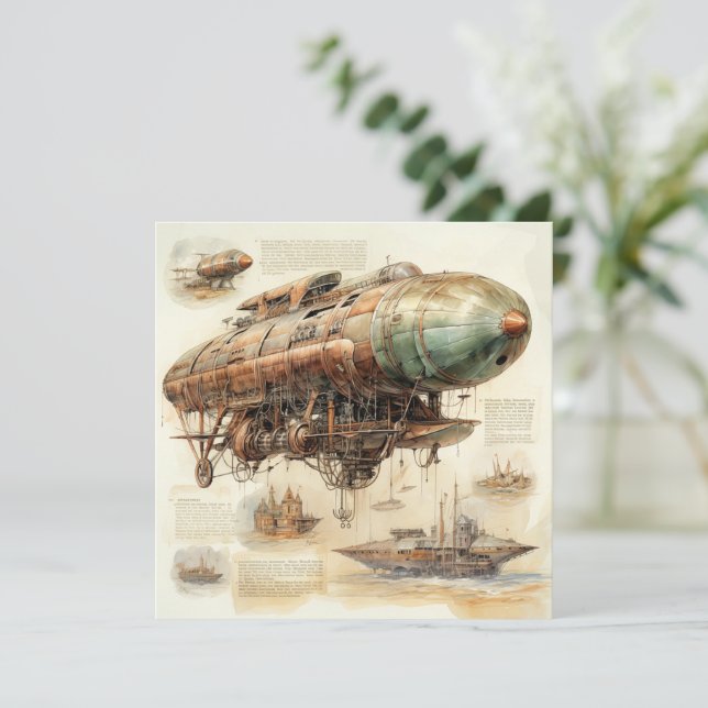 Vintage Steampunk Zeppelin (4) (Anverso de pie)