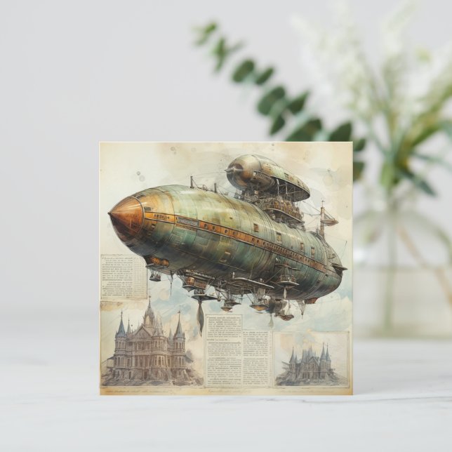 Vintage Steampunk Zeppelin (7) (Anverso de pie)