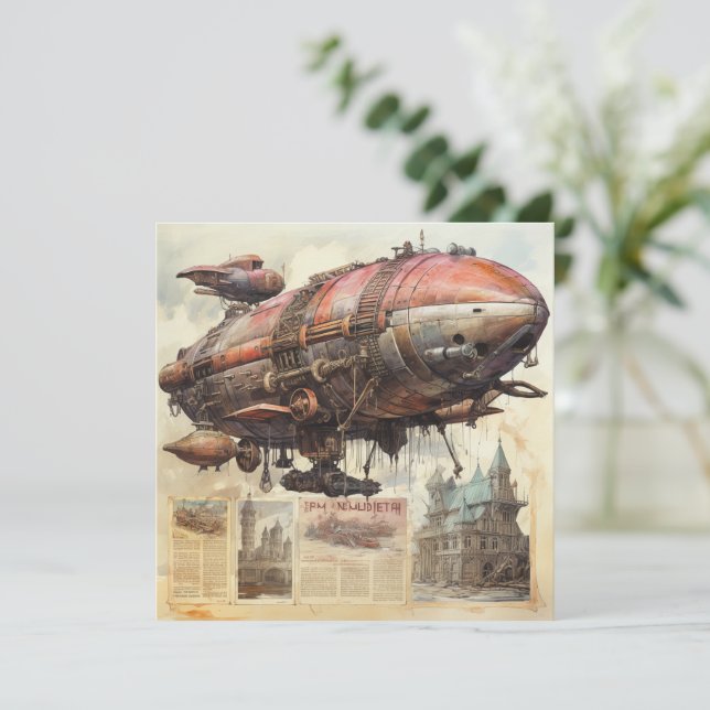 Vintage Steampunk Zeppelin (9) (Anverso de pie)