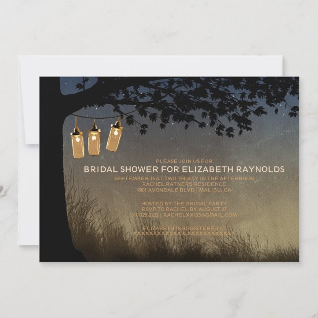 Vintage String Lights Bridal Shower Invitaciones (Anverso)