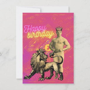 Vintage Strongman Funky Alterado Art Birday Card