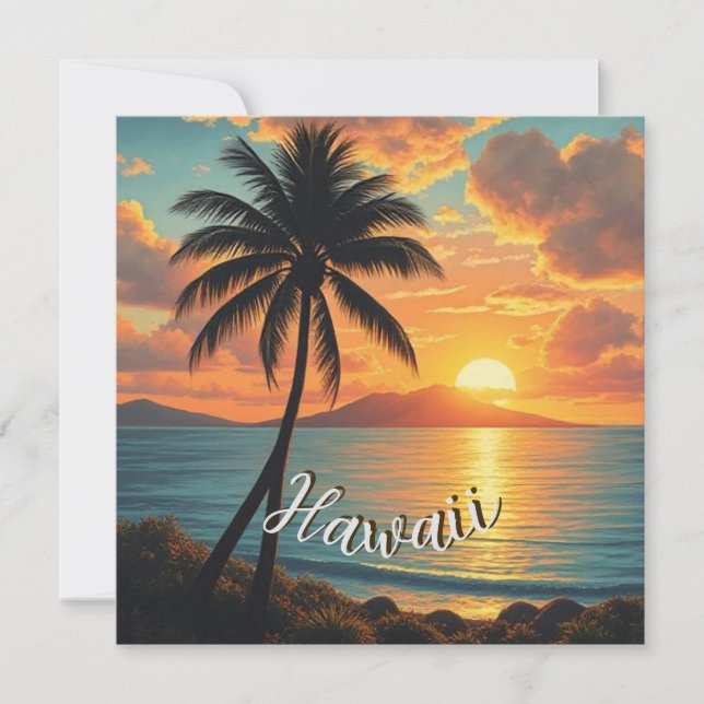 Vintage Style Hawaiian Travel Coast Sea Sunset (Anverso)