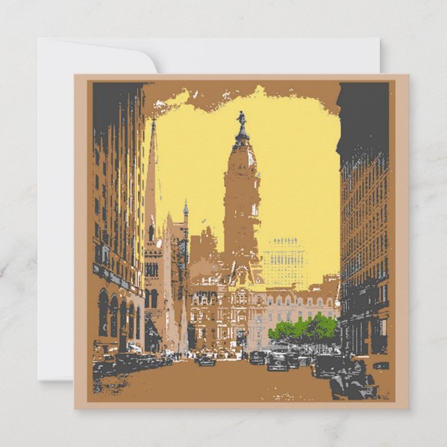 Vintage Style Philadelphia City Hall (Anverso)