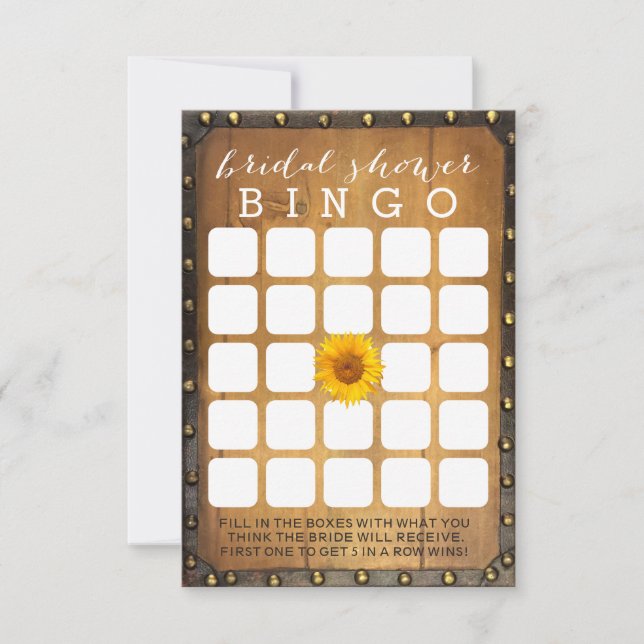 Vintage Sunflower Country Bridal Shower Bingo (Anverso)