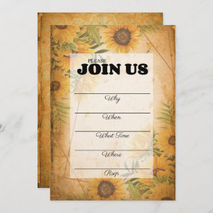 Vintage Sunflower Fill In Multi-Purpose Invitación