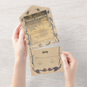 Vintage Sunflower Whimsy todo en una invitación de