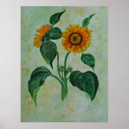 Vintage Sunflowers Arte Botánico