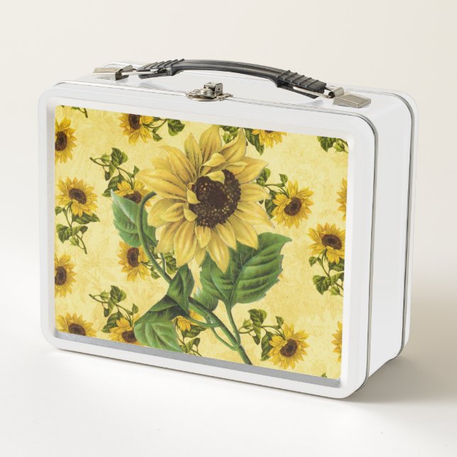 Vintage Sunflowers Metalizado Lunch Box (Anverso)
