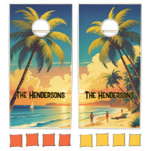 Vintage Sunset Beach Diptych