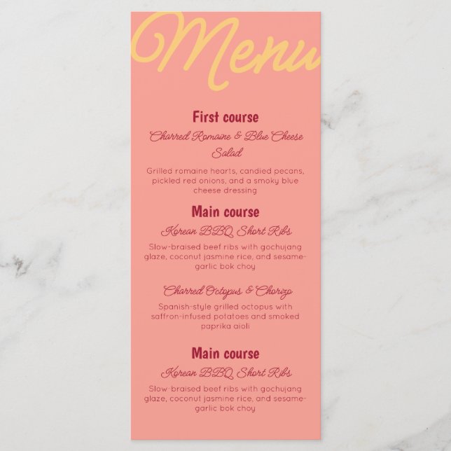 Vintage Sunset Retro Food And Drinks Petit Menu (Anverso)