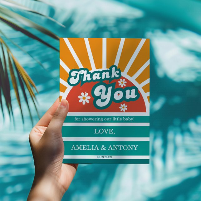 Vintage Sunshine Gracias Tarjeta Baby Shower Boy (Subido por el creador)