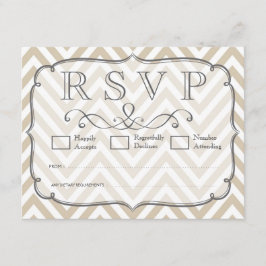 Vintage Tan y tarjetas RSVP de la boda de Chevron 