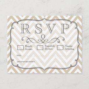 Vintage Tan y tarjetas RSVP de la boda de Chevron