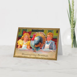 Vintage Tarjeta de Acción de Gracias para Niños Ac
