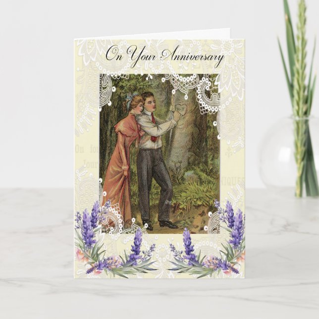 Vintage tarjeta de aniversario de Boda victoriano (Anverso)