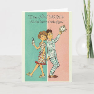 Vintage tarjeta de felicitación para padres nuevos