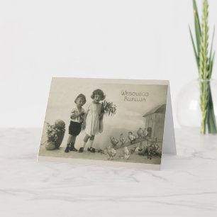 Vintage tarjeta de felicitación polaca de Pascua