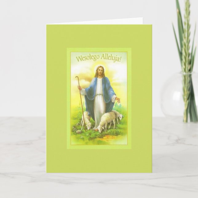 Vintage Tarjeta de felicitación religiosa polaca d (Anverso)