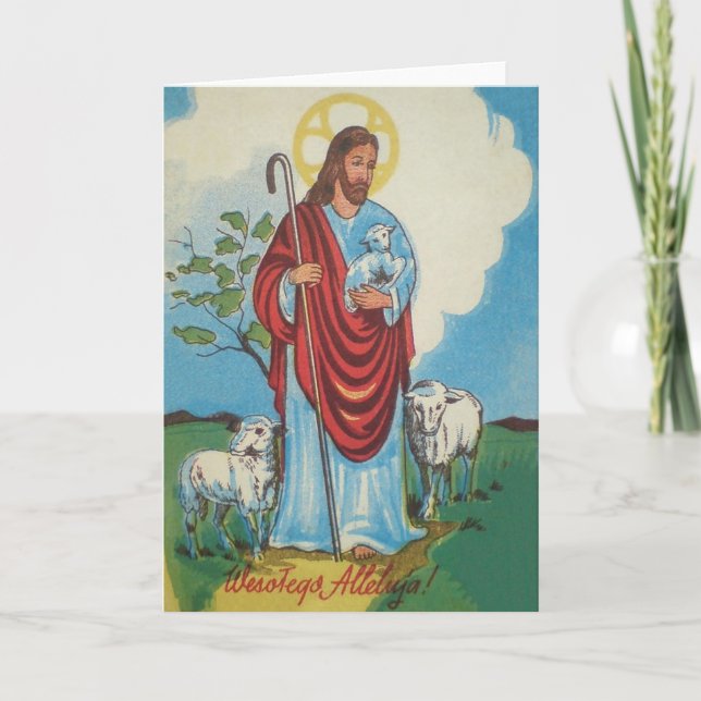 Vintage Tarjeta de felicitación religiosa polaca d (Anverso)