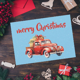 Vintage tarjeta de Navidad diseño rústico coche ro