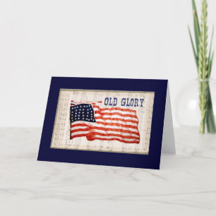 Vintage tarjeta descolorada de la bandera de la