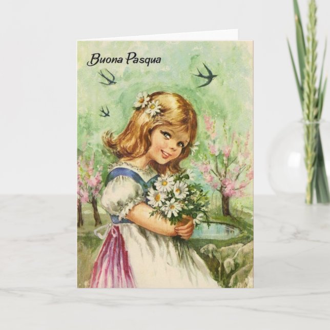 Vintage Tarjeta italiana de saludo de Pascua (Anverso)