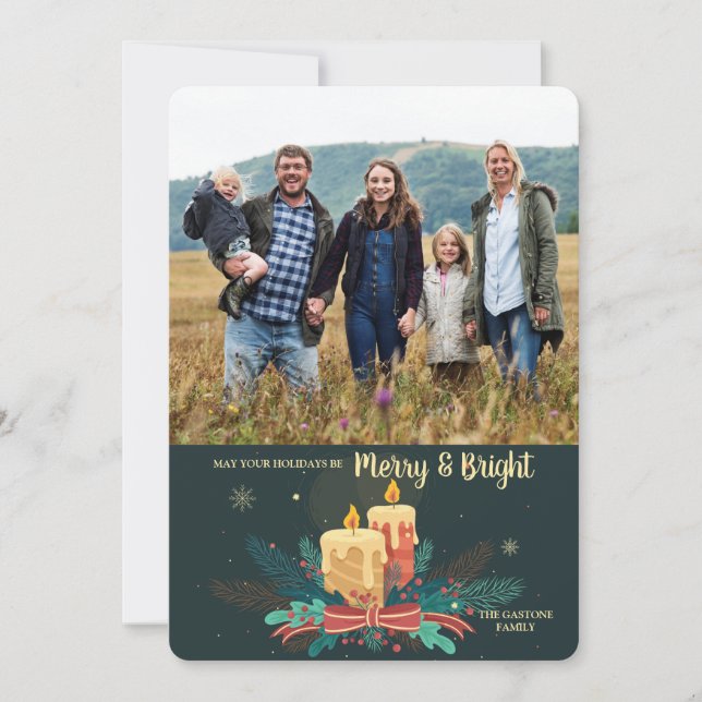 Vintage tarjeta navideña fotográfica (Anverso)