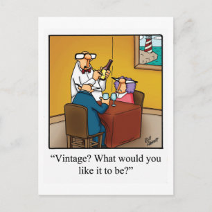 "¿Vintage?" Tarjeta Postal de Humor de Vino Divert