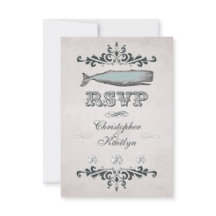 Vintage tarjeta RSVP de Boda de Ballena de Playa V