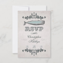 Vintage tarjeta RSVP de Boda de Ballena de Playa V