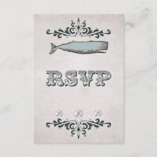 Vintage tarjeta RSVP de Boda de Ballena de Playa V