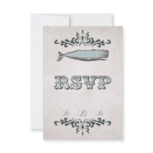 Vintage tarjeta RSVP de Boda de Ballena de Playa V