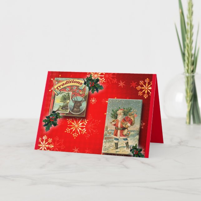 Vintage tarjetas de alegría navideña (Anverso)