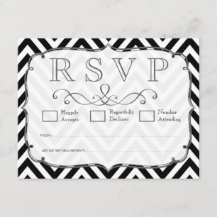 Vintage Tarjetas RSVP de Boda de Chevron en blanco