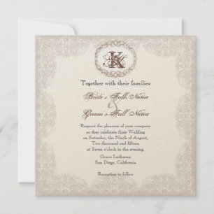 Vintage Taupe Gold Lace - Invitación a la boda