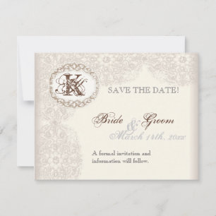 Vintage Taupe Lace - Guardar la tarjeta de fecha