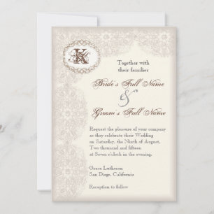 Vintage Taupe Lace - Invitación a la boda