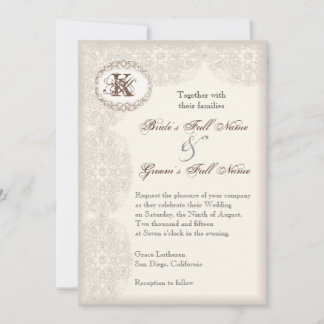 Vintage Taupe Lace - Invitación a la boda