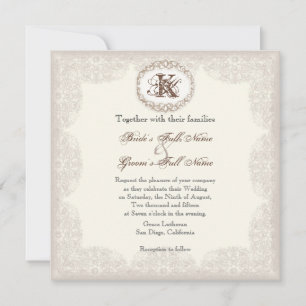Vintage Taupe Lace - Invitación a la boda