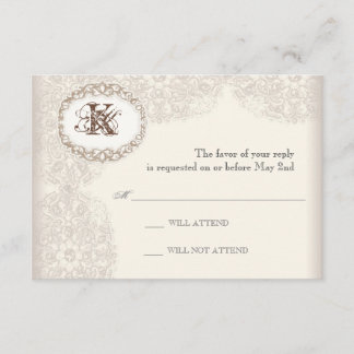 Vintage Taupe Lace - Tarjeta de respuesta Boda