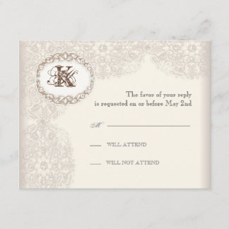 Vintage Taupe Lace - Tarjeta de respuesta Boda